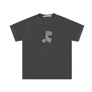 Dark Grey Diamond-Studded Short-Sleeved T-Shirt Rest&Recreation